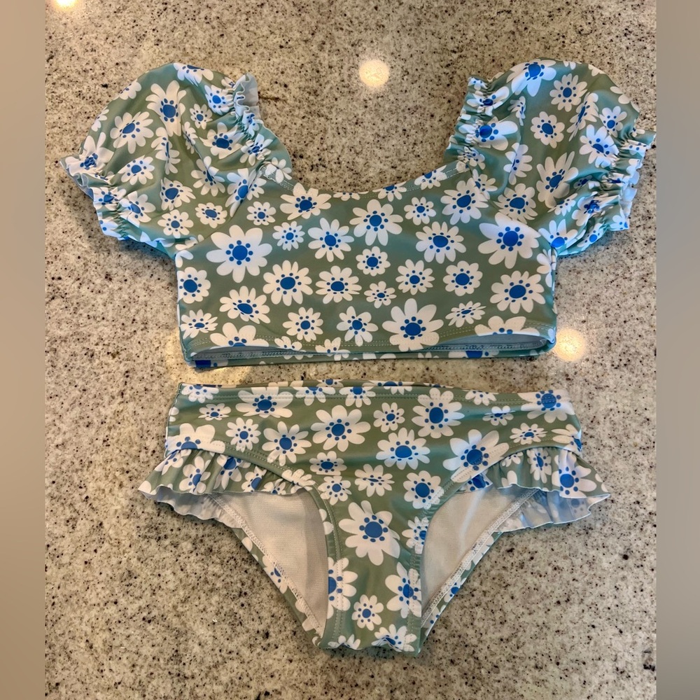 Little girl swimsuit floral toddler girl 5T